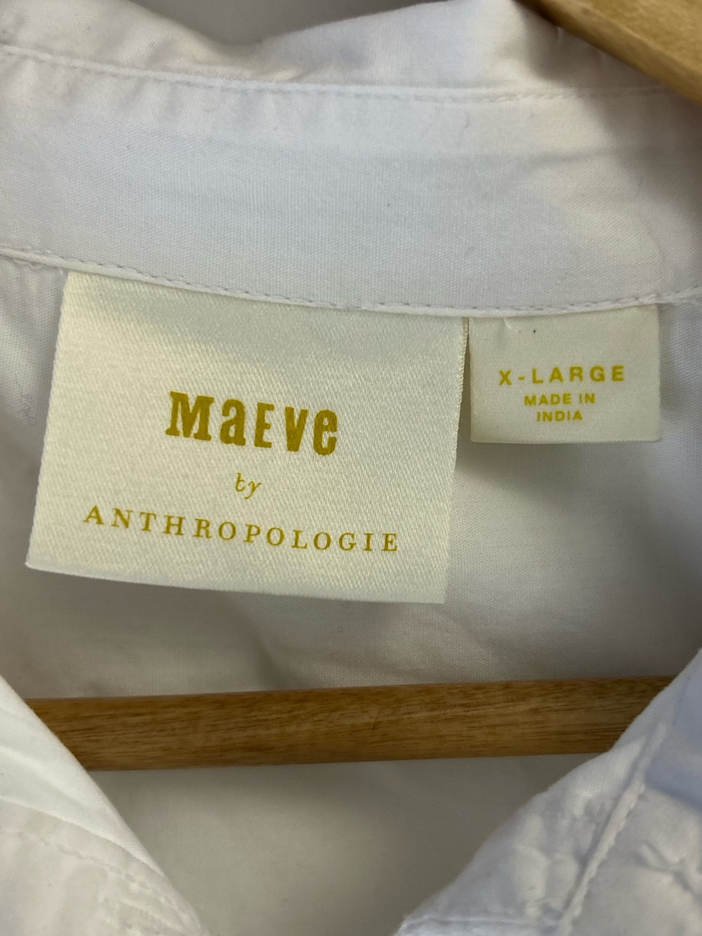 Maeve Anthropologie Poplin Puff Sleeve Button Down 100% Cotton White Shirt - Picture 9 of 15